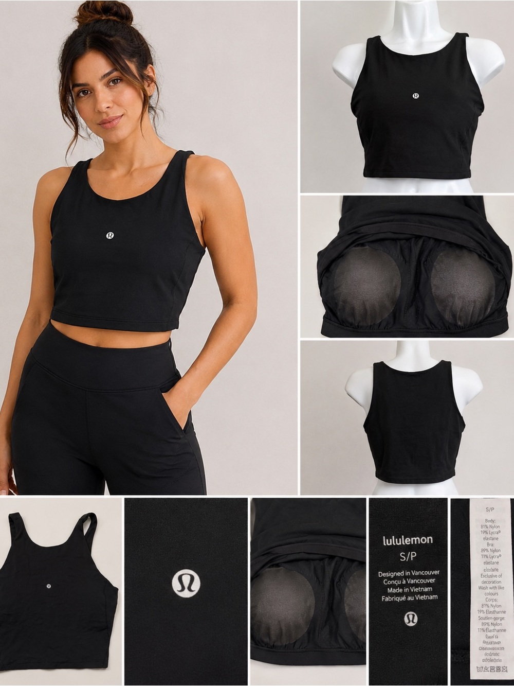 lululemon athletica Black Cropped Workout Tank